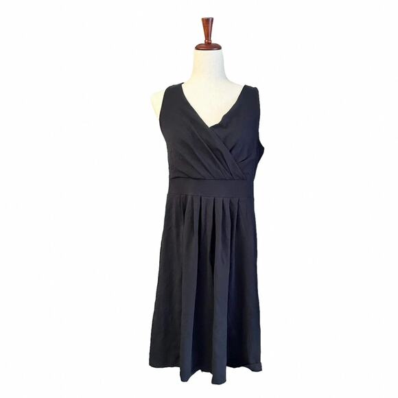 Lands‎ End Dress Size Medium Women's Black Sleeveless V-Neck Soft Knit Fit Midi - Picture 1 of 10